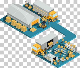 Logistics Warehouse Freight Transport Isometric Projection PNG