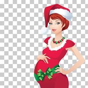 Mrs. Claus Santa Claus Pregnancy Christmas Illustration PNG
