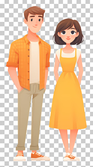 Casual Standing Couple Illustration PNG