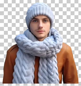 Man - Man In Gray Scarf And Hat PNG