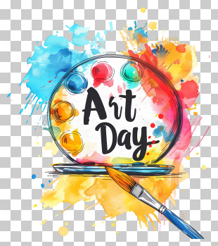 World Art Day - Art Day Celebration With Paint Palette And Brush PNG