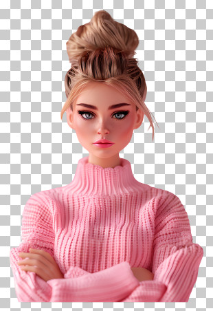 Barbie - Animated Woman In Pink Sweater PNG