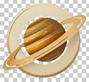 Saturn - Golden Planet With Rings Design PNG