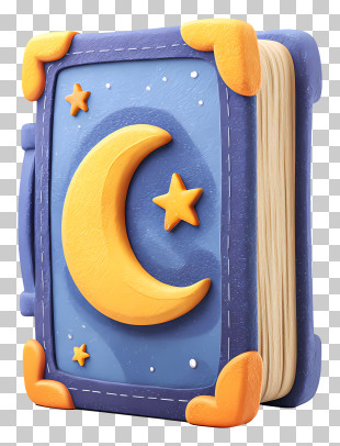 Magic Book With Moon Symbol - Moon And Stars On Book Cover PNG