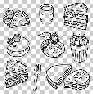 Food Pattern - Doodles Of Various Food Items PNG