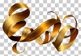 Golden Ribbon - Shiny Golden Ribbon Decoration PNG