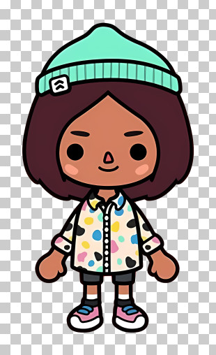Toca Elements - Cartoon Character With Stylish Beanie PNG