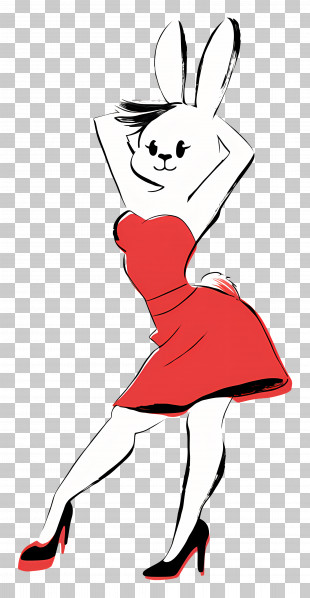 Dancing Bunny - Dancing Bunny In Red Dress PNG
