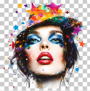 Party Star - Colorful Makeup With Stars PNG