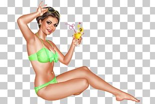 pin up girls , woman wearing bikini holding stick with fish transparent  background PNG clipart