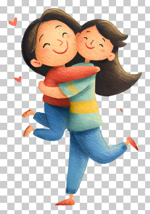 Warm Hugging Friends Illustration PNG