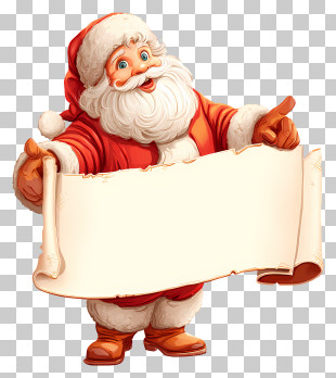 Santa Claus Holding Banner - Santa Claus With Scroll Illustration PNG