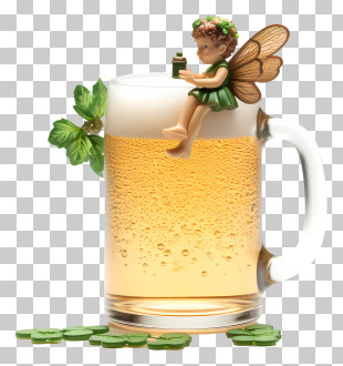 Woman - Fairy Sitting On Beer Glass PNG