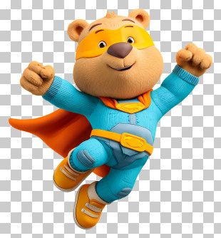 Super Hero Bear Flying - Blue Superhero Bear With Cape And Mask PNG