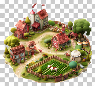 Village Farm - Miniature Farm Illustration PNG