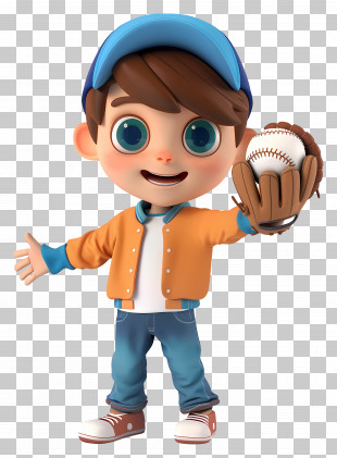 3d Cartoon Boy - Boy With Baseball Glove PNG