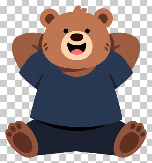 Relaxed Bear In Blue Shirt Sitting PNG