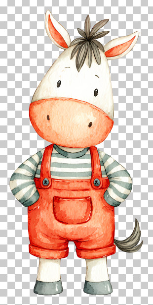 Watercolor Circus Horse - Cute Cartoon Horse PNG