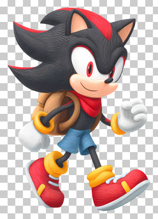Shadow The Hedgehog Hiking - Black And Red Hedgehog With Backpack PNG