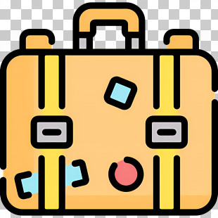 Travel Luggage - Yellow Travel Suitcase With Stickers PNG