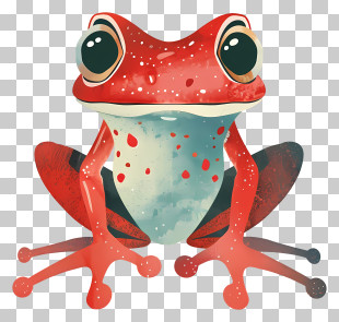 Cartoon Frog - Cute Red Frog Cartoon Illustration PNG