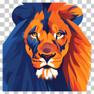 Lion Face - Colorful Lion Illustration PNG