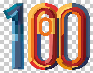 Number 100 - Colorful Number 100 PNG
