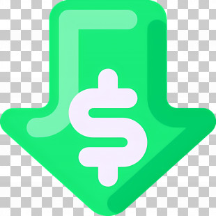 Investment Down - Green Downward Arrow With Dollar Sign PNG
