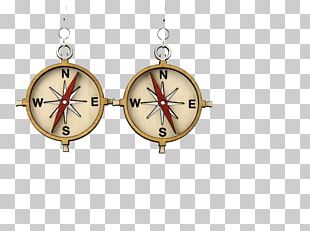 Earring Locket Laser Cutting Compass PNG