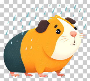 Guinea Pig In Raining Day - Wet Orange Guinea Pig In Rain PNG