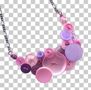 Necklace Button Pink Rhinestone Snap Fastener PNG