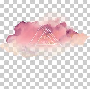Watercolor Painting Pink New Year PNG