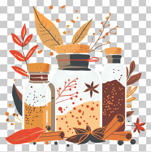 Spice Jars - Illustration Of Spice Jars With Herbs PNG