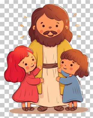Jesus Christ - Jesus With Children Religious Illustration PNG