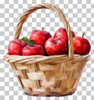 Apple Basket - Rustic Basket Filled With Ripe Red Apples PNG