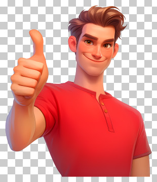 Thumb Up - Thumbs Up Character In Red Shirt PNG