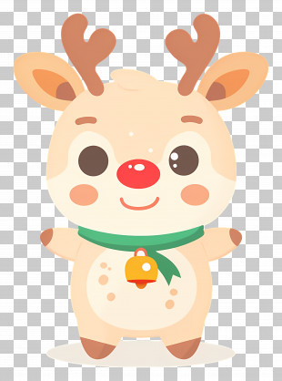 Christmas Reindeer - Cute Cartoon Reindeer With Antlers PNG