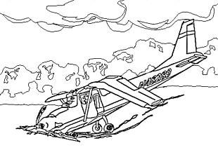 plane crash in water drawing