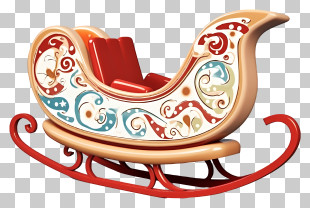 Trendy Retro Style Gift Sleigh - Decorative Christmas Sleigh PNG
