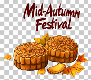 Mid Autumn Festival - Mooncakes With Mid-Autumn Festival Lettering PNG