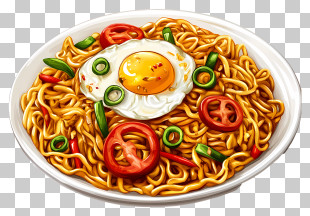 Chow Mein - Delicious Noodles With Egg And Vegetables PNG