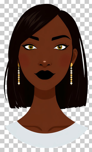 Woman Face - Woman With Black Lipstick Illustration PNG