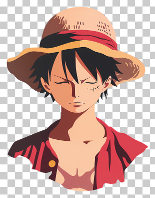 One Piece Luffy - Straw Hat Anime Character In Calm Mood PNG