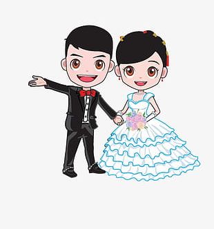 Cartoon Bride And Groom PNG