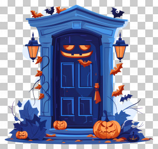 Spooky Halloween Door - Halloween Themed Spooky Door Decor PNG