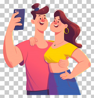 Couple Taking Selfie - Happy Couple Taking A Selfie PNG
