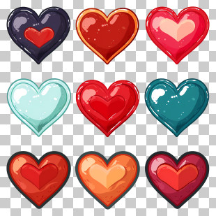 Hearts - Bright And Colored Heart Shapes For Visual Art PNG