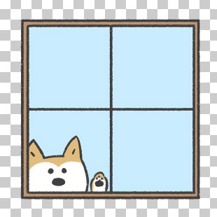 Cartoon - Dog And Bird Looking Out Window PNG