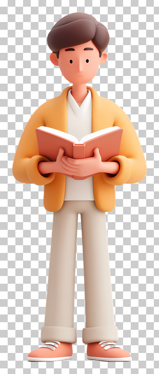 Man Reading Book 3D Illustration PNG