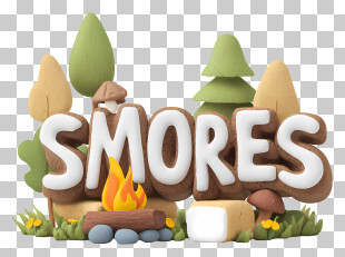 National Smores Day - S'mores Text With Campfire Elements PNG